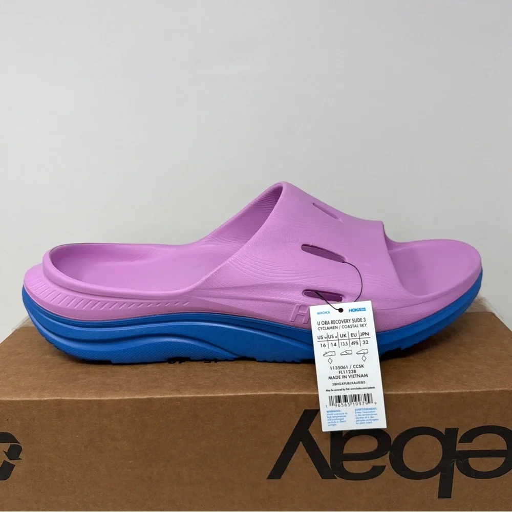 HOKA ORA Recovery Slide 3 Cyclamen Coastal Sky Sandals Men’s 14/ Women’s 16 NWT